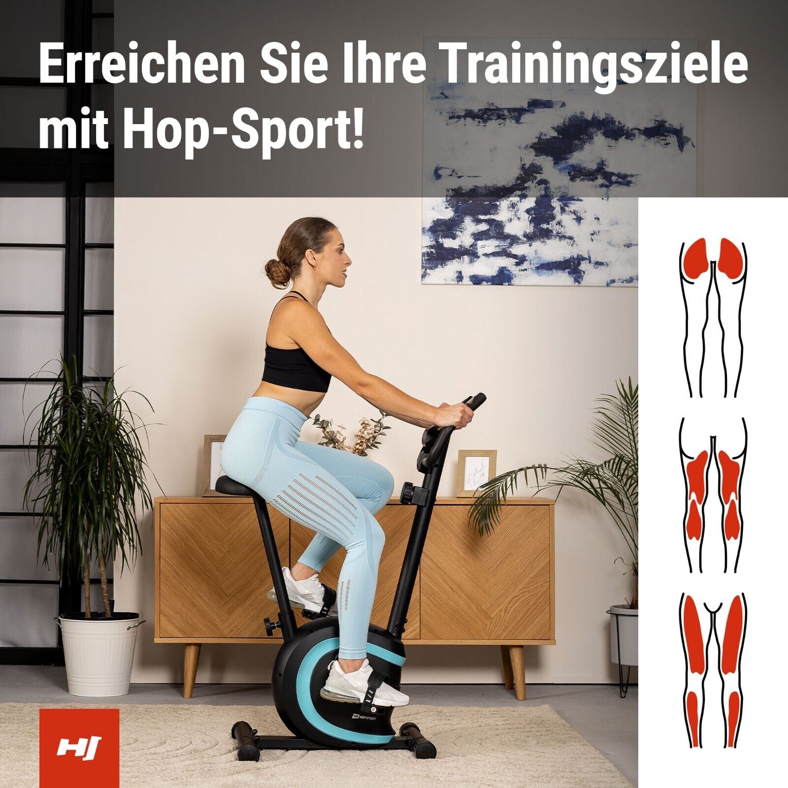 Hop-Sport Heimtrainer Fahrrad Vox - Magnetischer Hometrainer Mit Pulssensoren