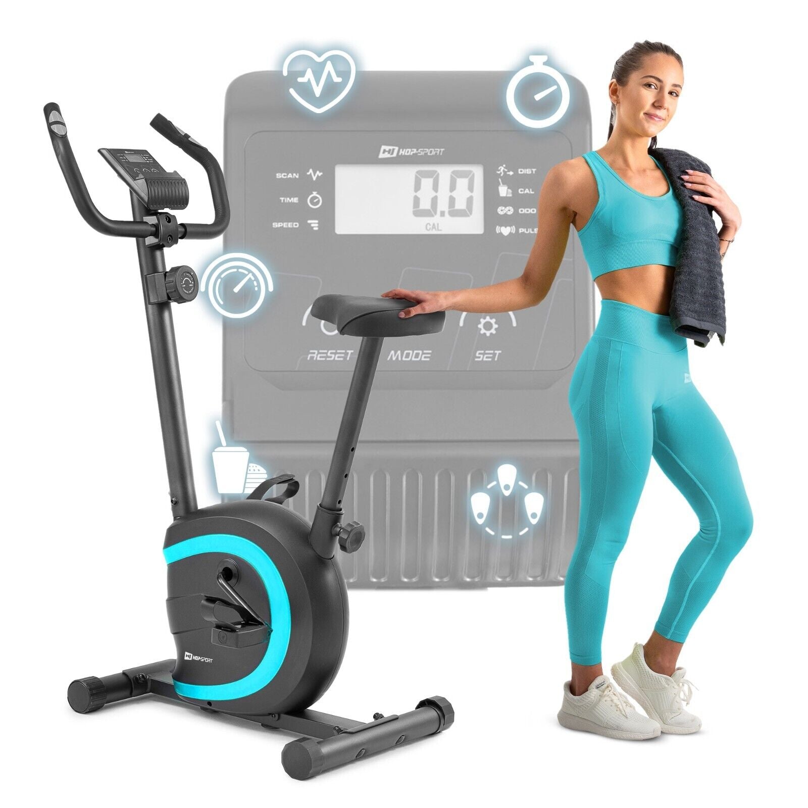 Hop-Sport Heimtrainer Fahrrad Vox - Magnetischer Hometrainer Mit Pulssensoren