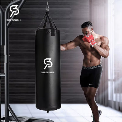 102/117CM Boxing Heavybag for Home Gym Hook Hanging Punching Sandbag Empty-Heavy Kick Muay Thai Sand Bag with One Handwraps Gift