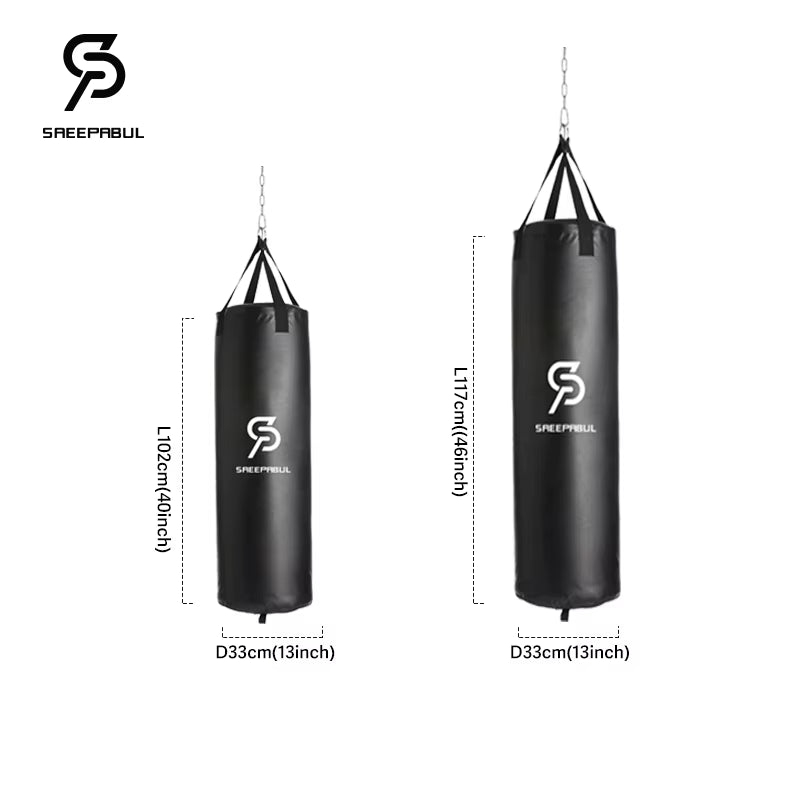 102/117CM Boxing Heavybag for Home Gym Hook Hanging Punching Sandbag Empty-Heavy Kick Muay Thai Sand Bag with One Handwraps Gift