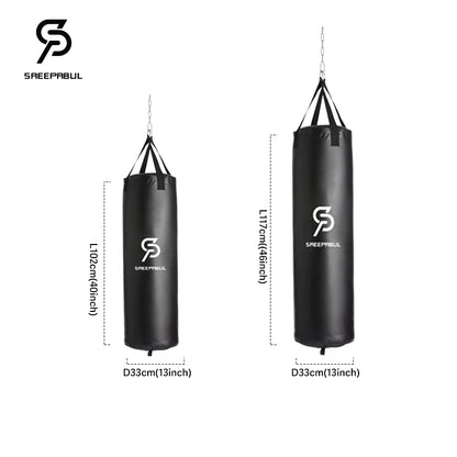 102/117CM Boxing Heavybag for Home Gym Hook Hanging Punching Sandbag Empty-Heavy Kick Muay Thai Sand Bag with One Handwraps Gift