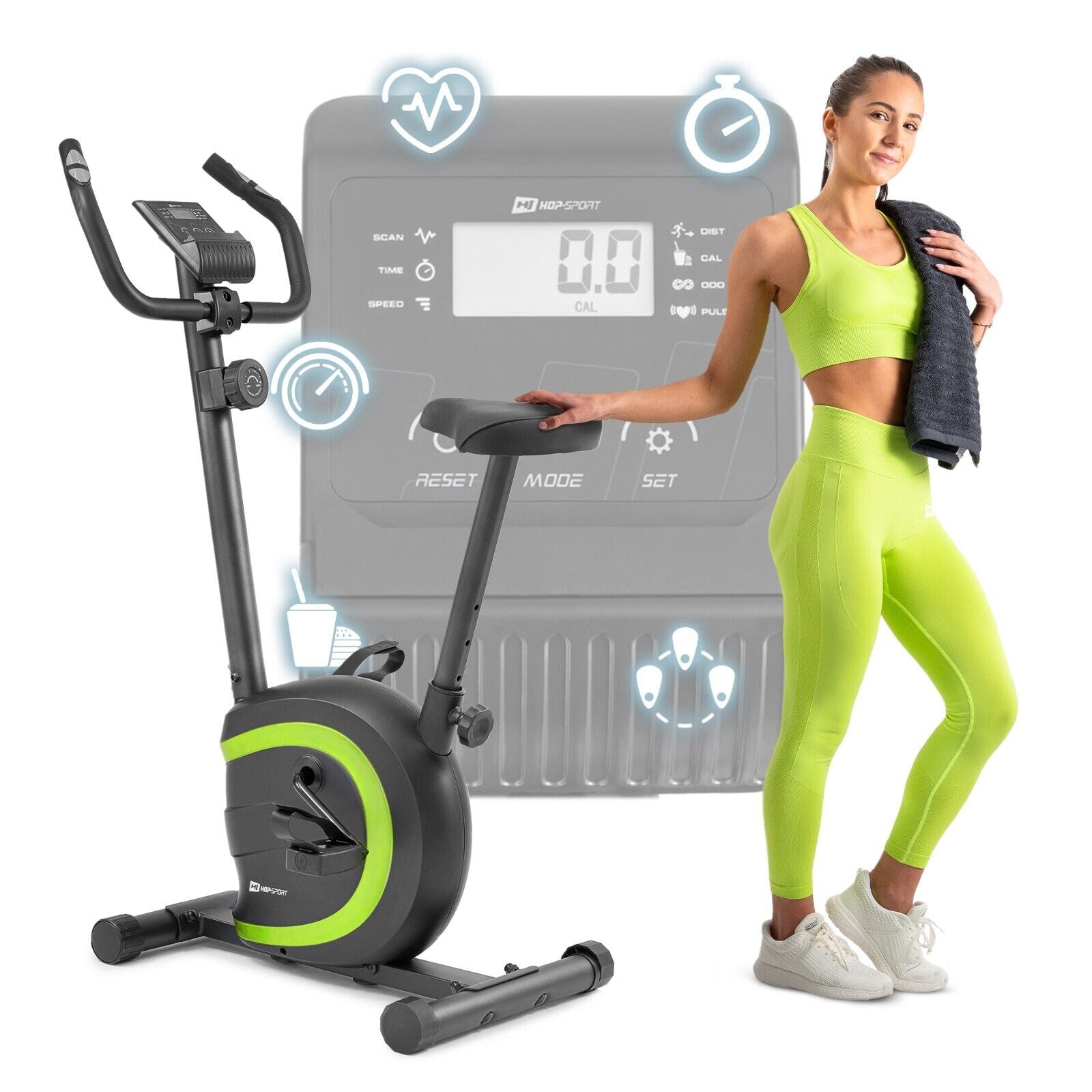 Hop-Sport Heimtrainer Fahrrad Vox - Magnetischer Hometrainer Mit Pulssensoren