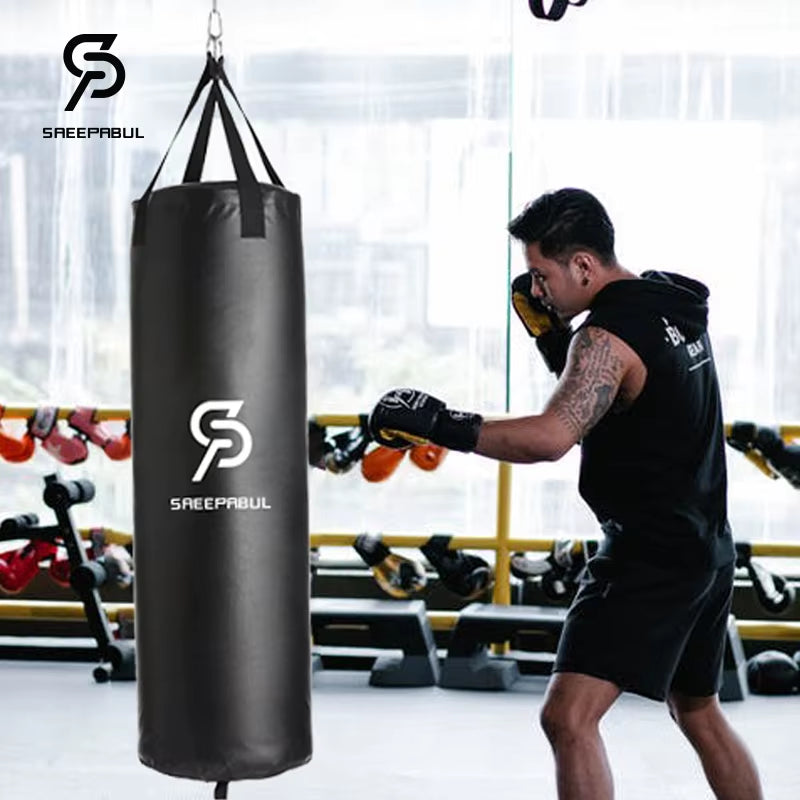 102/117CM Boxing Heavybag for Home Gym Hook Hanging Punching Sandbag Empty-Heavy Kick Muay Thai Sand Bag with One Handwraps Gift