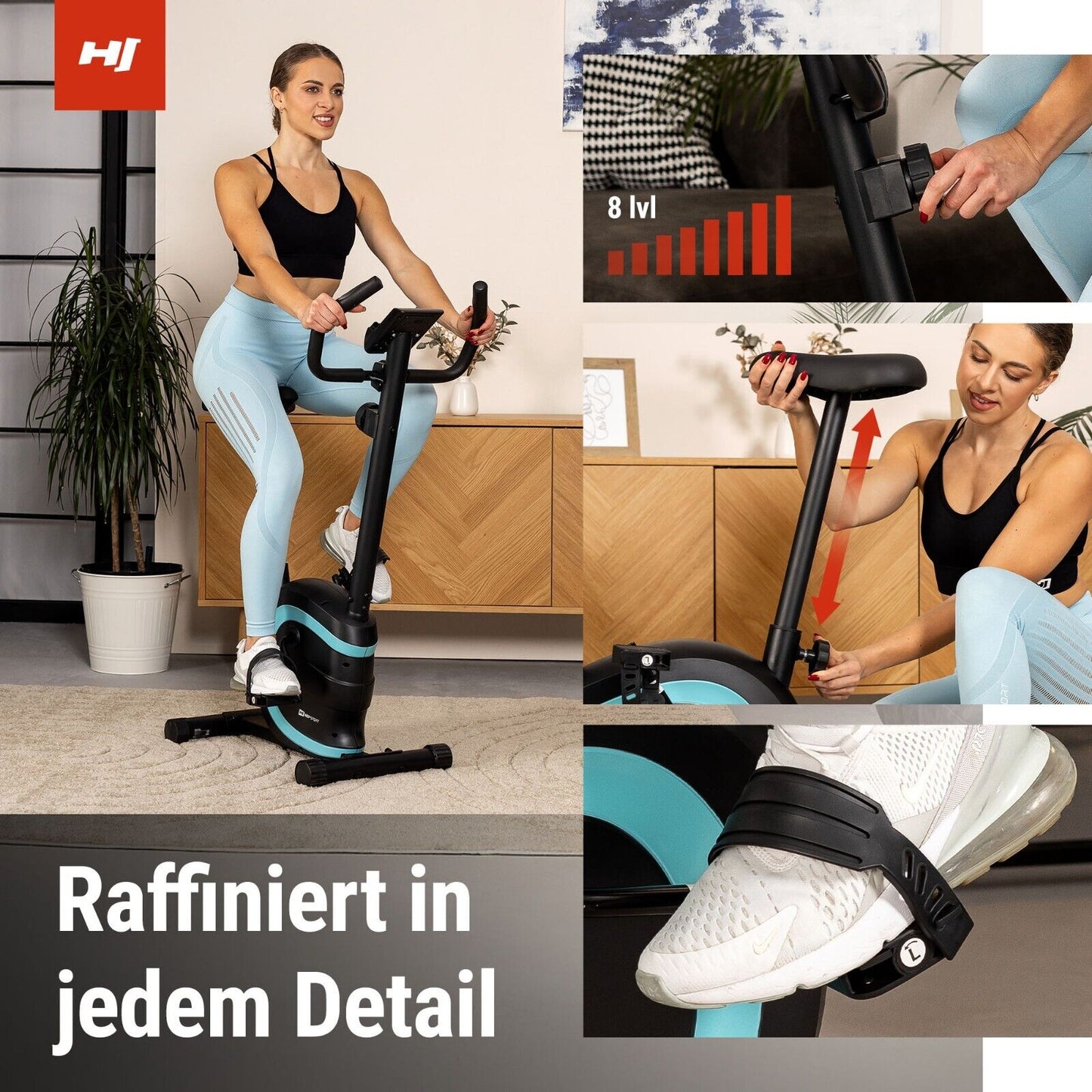 Hop-Sport Heimtrainer Fahrrad Vox - Magnetischer Hometrainer Mit Pulssensoren
