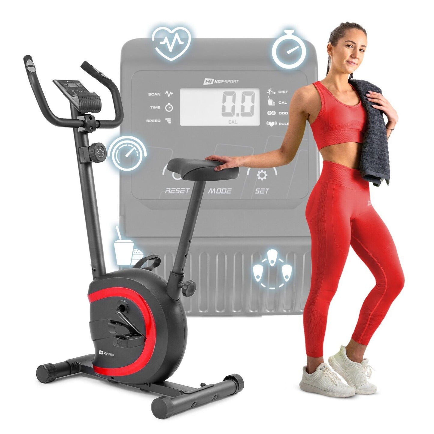 Hop-Sport Heimtrainer Fahrrad Vox - Magnetischer Hometrainer Mit Pulssensoren